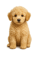 Obraz premium Adorable golden poodle puppy sitting on transparent background