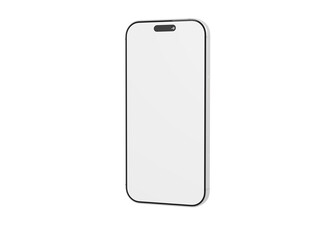 Clean, minimalist image of a blank smartphone screen on a white backdrop, perfect for app mockups and device pr