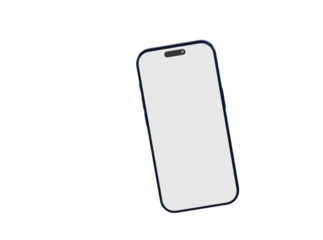 High-quality image of a new smartphone showing its screen design with blank display for any app concept on whit