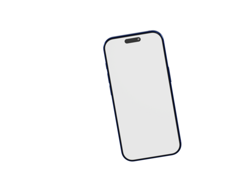 High-quality image of a new smartphone showing its screen design with blank display for any app concept on whit