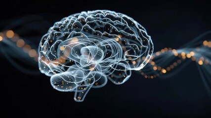 Transparent brain neural network glowing with data nodes and cognitive connectivity visualization showing long term health effects futuristic neural - Powered by Adobe