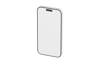 Minimalist smartphone with white screen for mockups, app concepts, or UI design presentations. Clean, simple, a