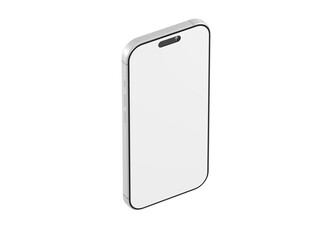 Isometric smartphone mockup with blank screen for app design or web display on a white background, perfect for