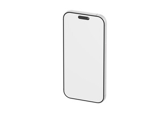 Minimalist smartphone mockup with white screen for product presentations and tech designs. Perfect for apps, UI