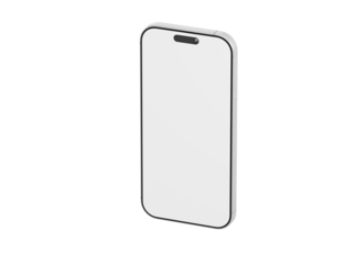 Minimalist smartphone mockup with white screen for product presentations and tech designs. Perfect for apps, UI