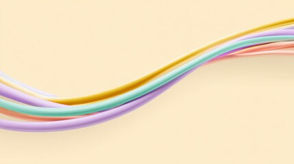 Flowing Curved Lines in Soft Pastel Colors on a Subtle Beige Background for Art, Design, or Modern Minimalist Aesthetics
