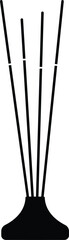 Incense Stick Silhouette. Black and White Icon Design Elements on Isolated White Background