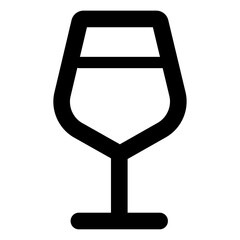 Wine Glass Outline Icon – A clean and minimal line-style symbol representing wine, beverages, bars, restaurants, celebrations, and dining occasions.
