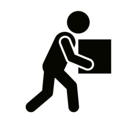 Silhouette of a Person Carrying a Box, Symbolizing Delivery, Moving, or Manual Labor in a Minimalist and Stylized Design