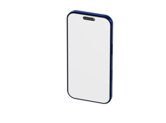 Clean, contemporary smartphone mockup with a blue frame and blank display, ideal for app presentations or UI de