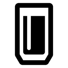 A bold minimal glass icon with a double-outline liquid shape in the center, representing drinks, beverages, hydration, or containers in a clean and modern graphic style.
