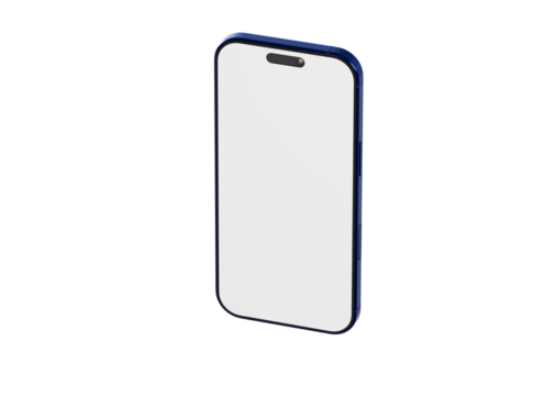 Clean, contemporary smartphone mockup with a blue frame and blank display, ideal for app presentations or UI de