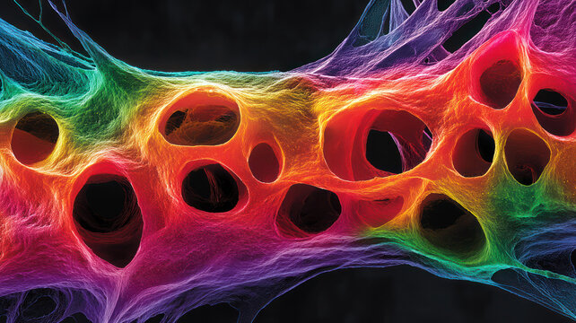 Brain cells, neurons, nerve endings, abstract image from electron microscope