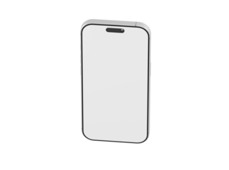 Modern smartphone with a blank screen on a white background, perfect for design and mockups. Ideal for apps and