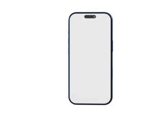 Minimalist smartphone mockup with a blank display, perfect for showcasing apps or designs. Ideal for technology