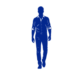 Silhouette of a Man in a Shirt and Jeans Walking Forward with a Dark Background