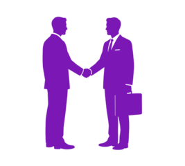 Silhouette of Two Businessmen Concluding a Deal with a Firm Handshake and Professional Attire Against a Black Backdrop