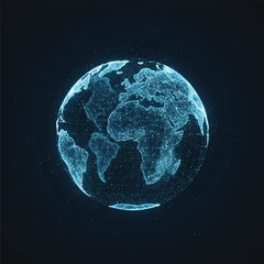 Fototapeta premium Digital globe made of glowing connections, global business communication concept, futuristic aesthetic..eps