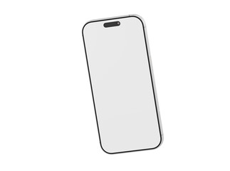 A minimalist image of a contemporary smartphone on a white background with a blank screen, perfect for mockups