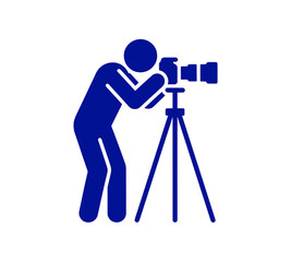 Silhouette of Photographer with Camera on Tripod Capturing Moments Through the Lens with Professionalism and Artistic Vision