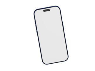 A close-up of a modern smartphone with a blank screen on a white background, showcasing design and technology.