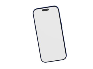 Smart phone concept showcasing a blank display for mockups and app presentations. White screen with blue frame,