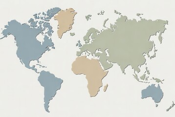 Minimalist world map outline with soft contours
