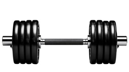 Black Dumbbells on Transparent Background