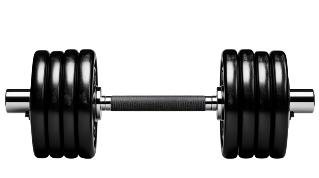 Black Dumbbells on Transparent Background