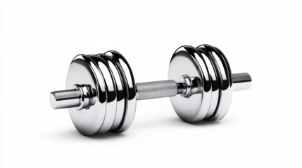 Chrome Dumbbells on Transparent Background