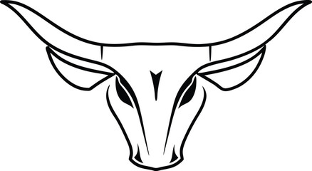 Minimal bold bull face silhouette isolated on transparent background