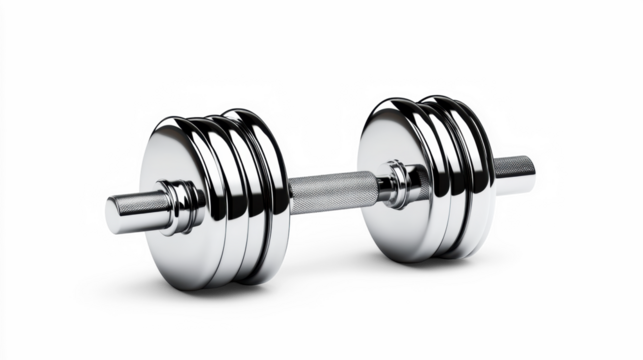 Chrome Dumbbells on Transparent Background