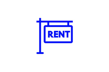 Isolated   signboard rent illustration in line style design. Vector illustration.