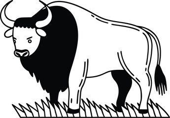 Standing bull silhouette isolated on transparent background