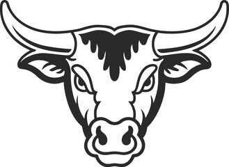 Strong bull head logo silhouette isolated on transparent background