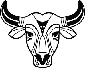 Tribal bull head silhouette isolated on transparent background