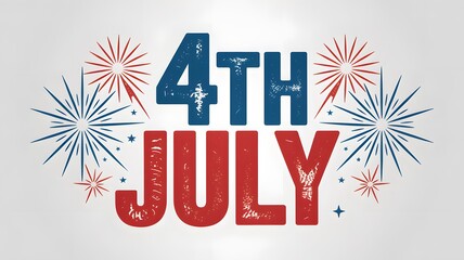 Celebrate 4th of july with festive fireworks and patriotic typography