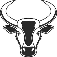 Wild bull with horns up silhouette isolated on transparent background