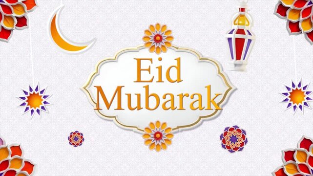 Eid Mubarak is an Arabic term meaning Blessed Feast or Blessed Festival greeting animation card