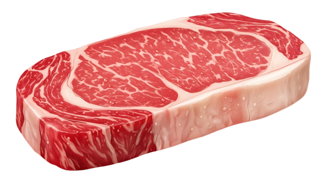 Raw marbled beef ribeye steak isolated black background