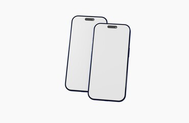 Clean, modern mockup of two smartphones with blank screens, perfect for design presentations or app showcases. Empty pho