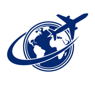 Global travel adventure awaits with this stylish airplane circling earth design, perfect for branding, tourism, and international business ventures