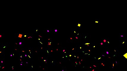 Vibrant confetti explosion celebration party background colorful abstract shapes falling motion graphics festive event announcement