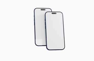 Two blank smart phones perfect for design template, advertising display, mobile app presentation or any content display.
