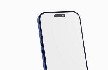 Stylish mockup of a blue smartphone with a blank white screen, perfect for showcasing apps or designs. Isolated