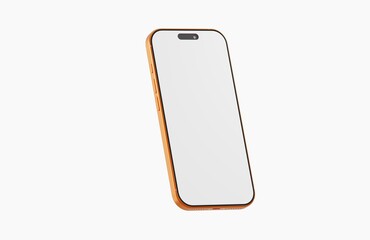 Stylish mockup of a golden smartphone. Perfect for app showcases, website designs, and technology-related conte