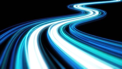 Abstract blue light trails on black background for technology and futuristic concept design element use