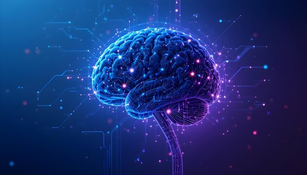 human brain in motion Futuristic Artificial Intelligence Circuit Design