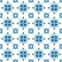 seamless pattern with blue flowers