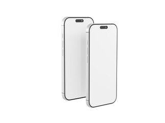 Two blank smartphone mockups, perfect for showcasing app design or modern technology branding in a minimalist s